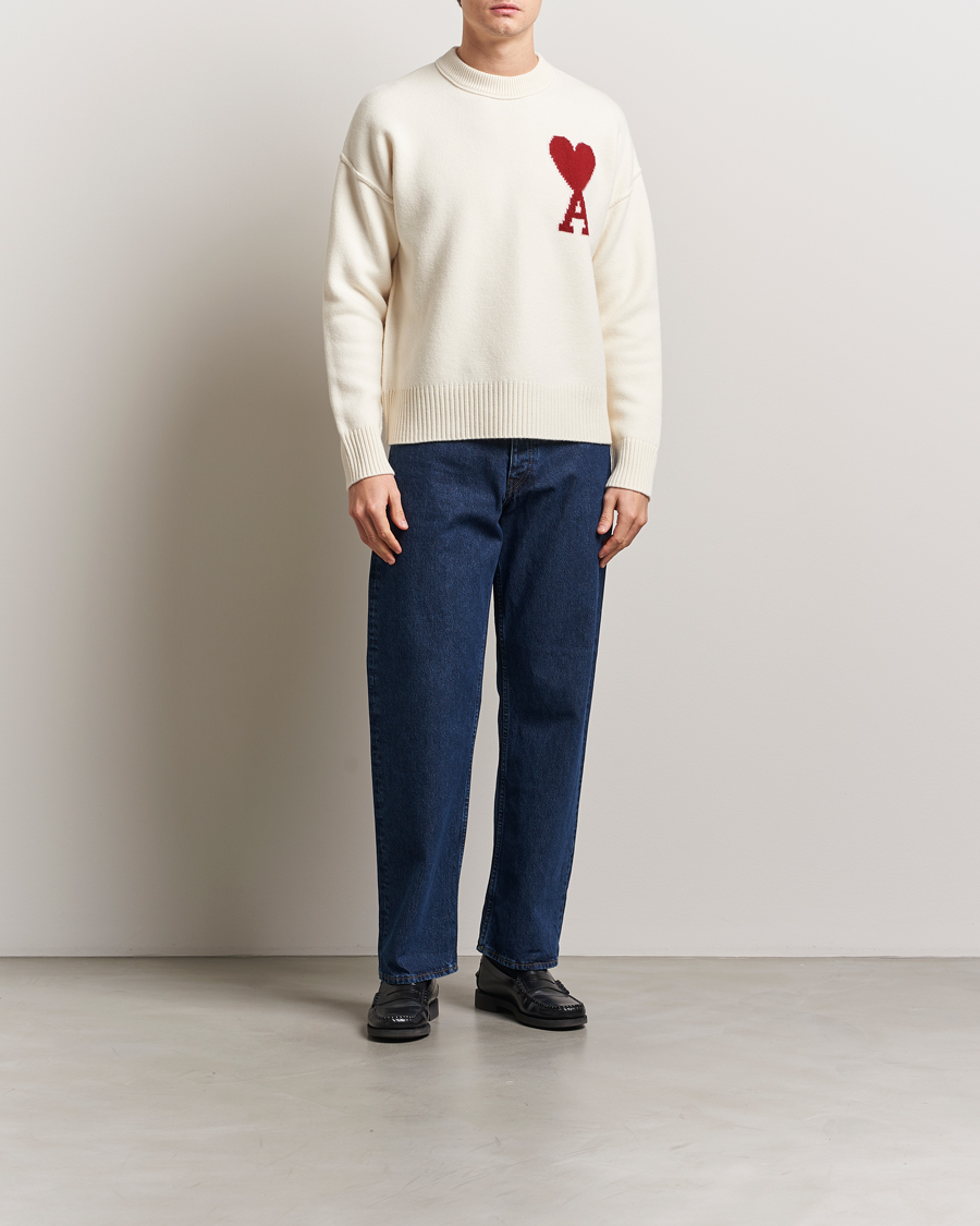 Herre | Trøjer | AMI | Big Heart Wool Sweater Off White