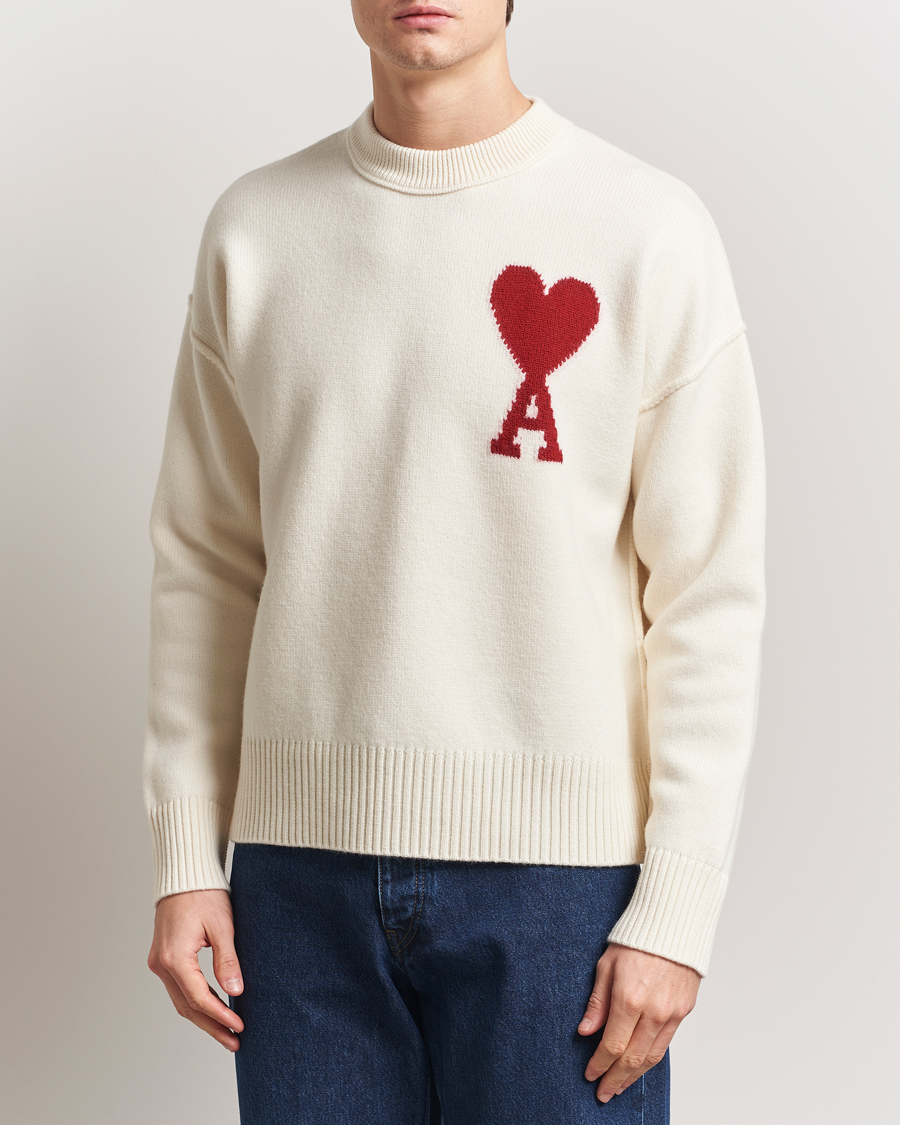 Herre | Trøjer | AMI | Big Heart Wool Sweater Off White