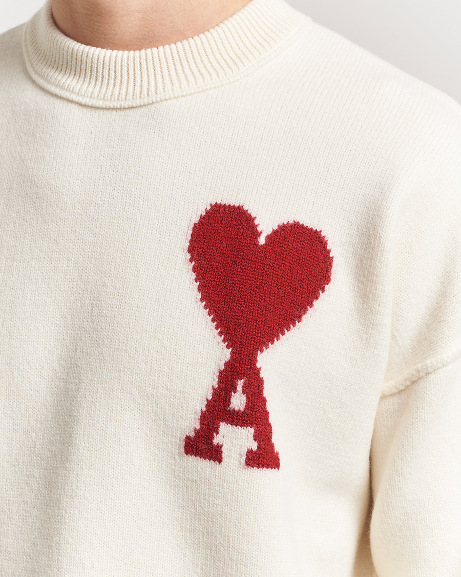 Herre | Trøjer | AMI | Big Heart Wool Sweater Off White