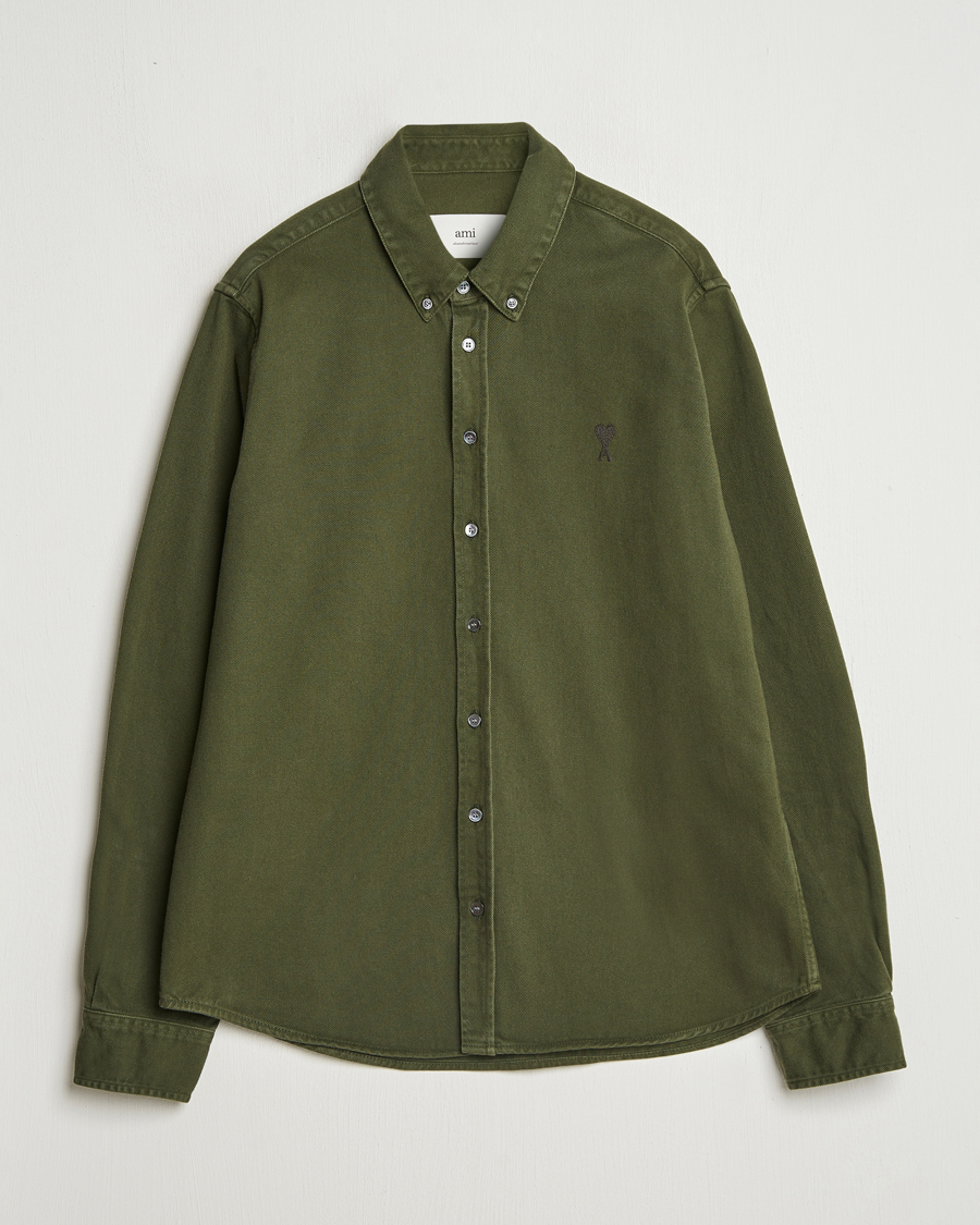Herre | Skjorter | AMI | Tonal Heart Logo Twill Shirt Loden