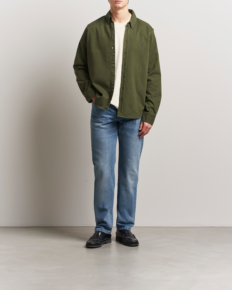 Herre | Skjorter | AMI | Tonal Heart Logo Twill Shirt Loden
