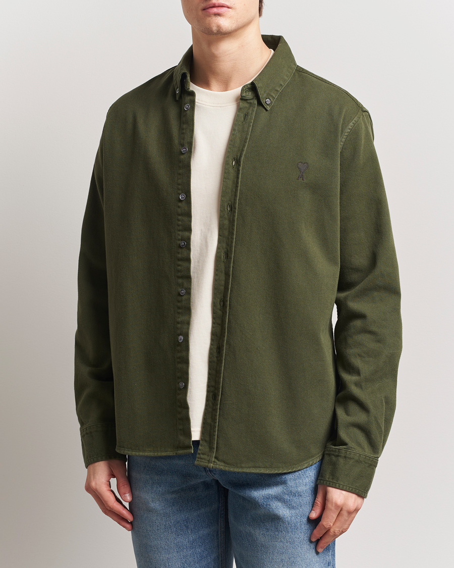 Herre | Skjorter | AMI | Tonal Heart Logo Twill Shirt Loden