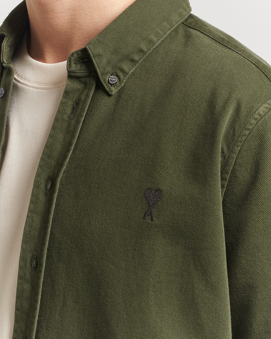 Herre | Skjorter | AMI | Tonal Heart Logo Twill Shirt Loden