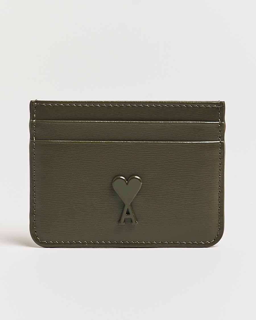 Herre | AMI Tonal Heart Logo Card Holder Dark Olive | AMI | Tonal Heart Logo Card Holder Dark Olive