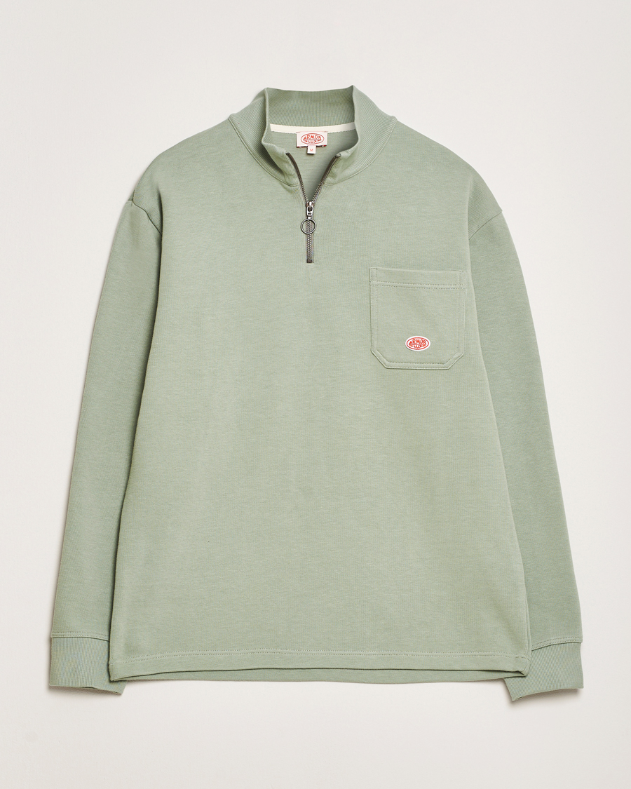 Herre | Trøjer | Armor-lux | Camionneur Cotton Half Zip Sweater Shadow Green