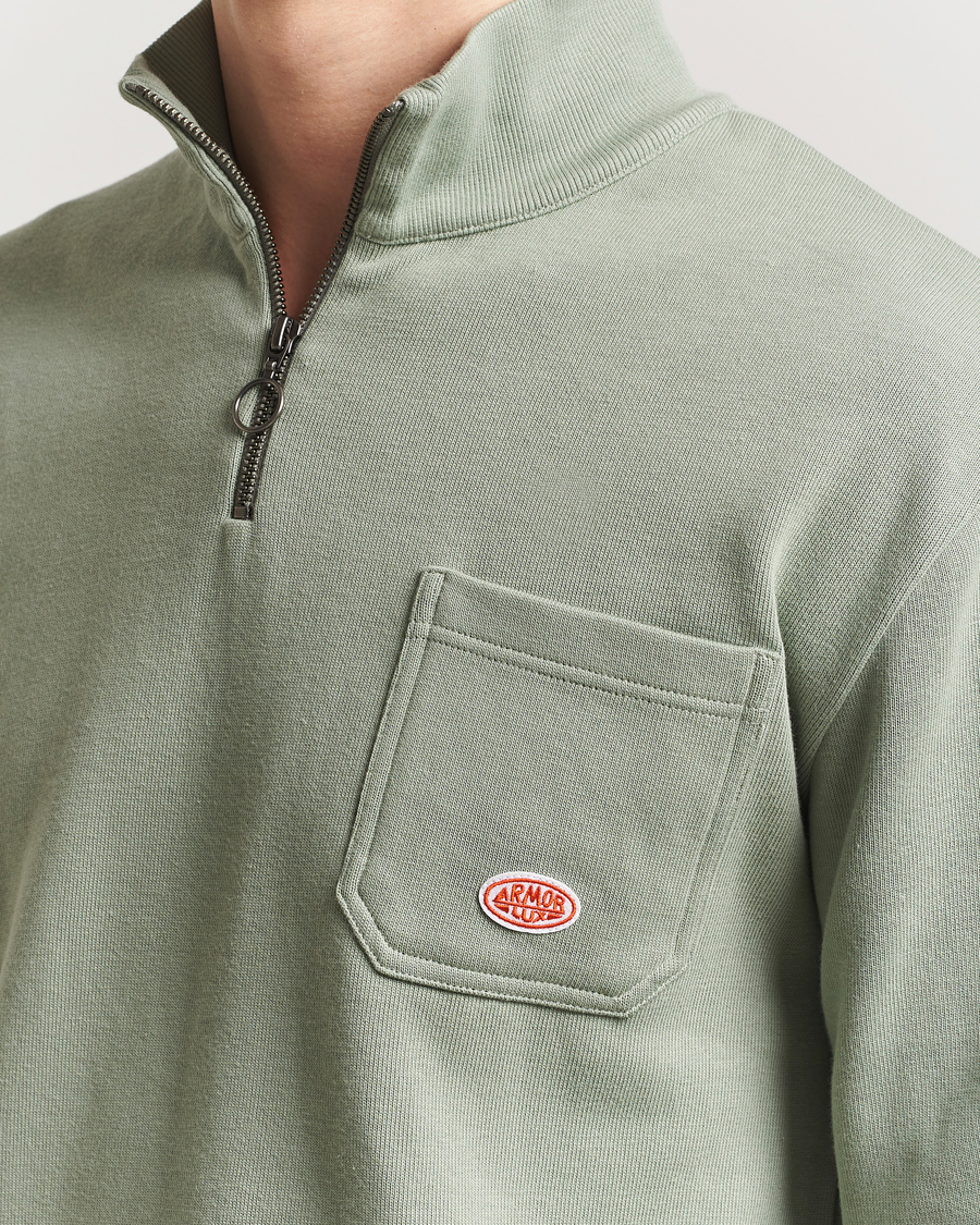 Herre | Trøjer | Armor-lux | Camionneur Cotton Half Zip Sweater Shadow Green