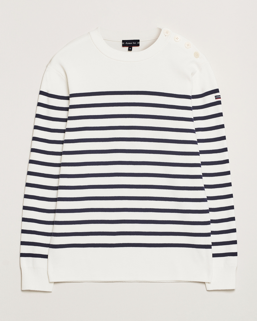 Herre | Trøjer | Armor-lux | Groix Striped Sweater Milk/Navy