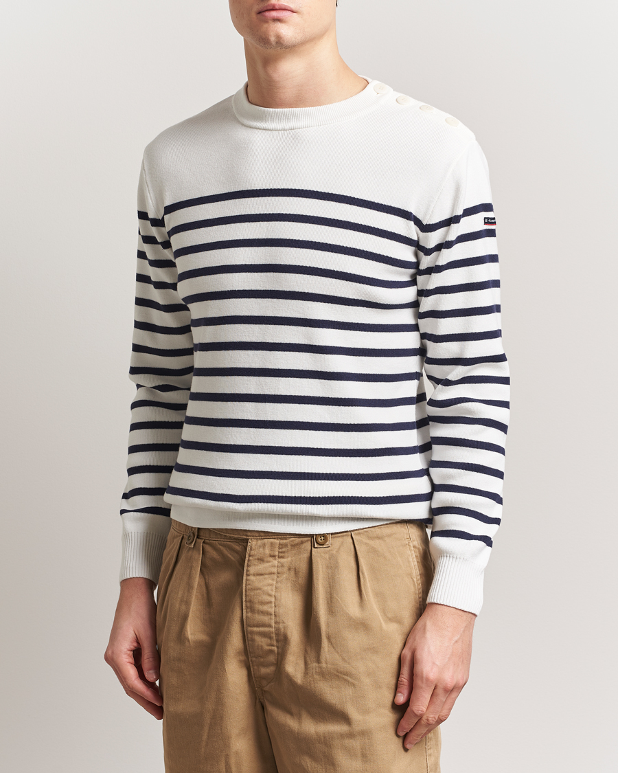 Herre | Trøjer | Armor-lux | Groix Striped Sweater Milk/Navy