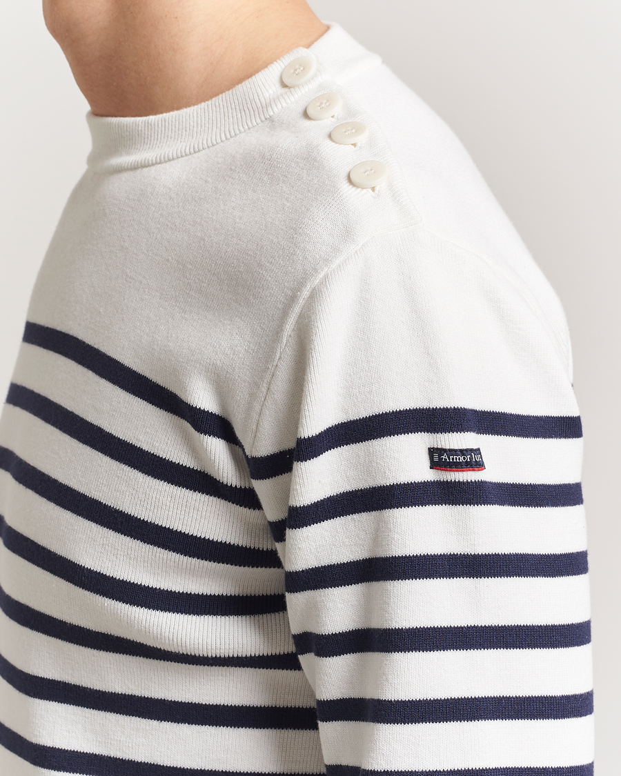 Herre | Trøjer | Armor-lux | Groix Striped Sweater Milk/Navy