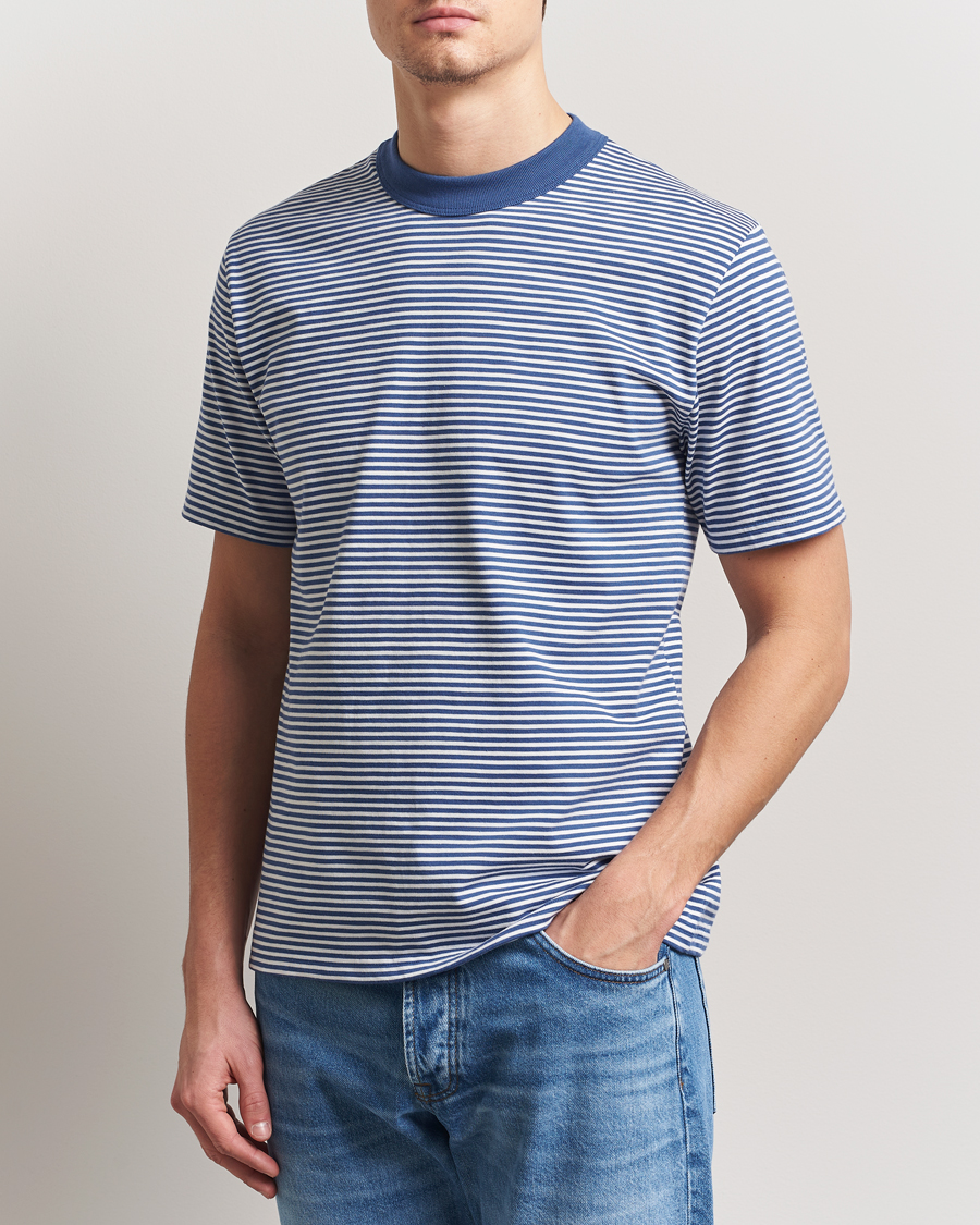 Herre | T-Shirts | Armor-lux | Callac Héritage Stripe T-Shirt Obscur/Milk