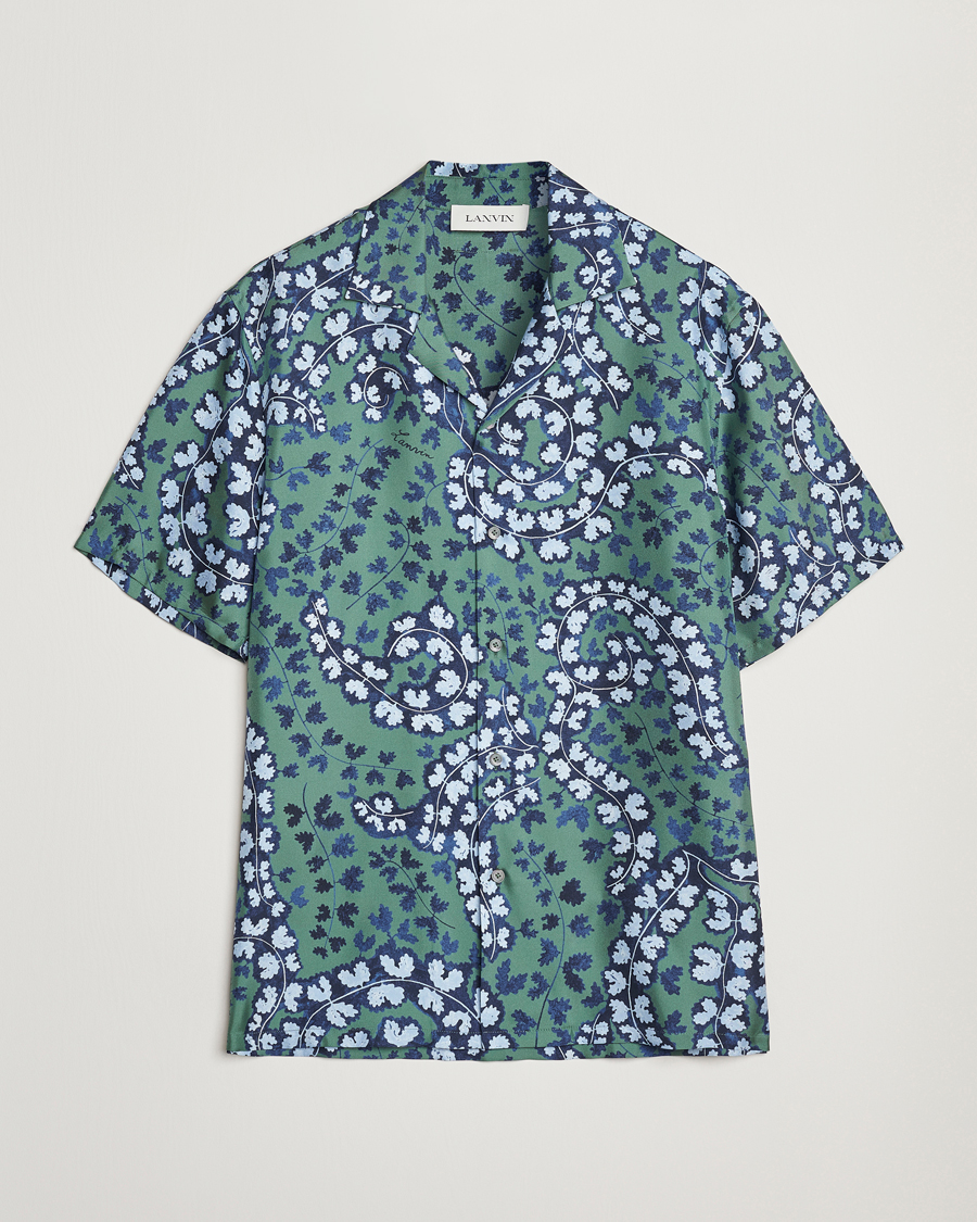 Herre | Skjorter | Lanvin | Rateau Print Bowling Shirt Sage Green