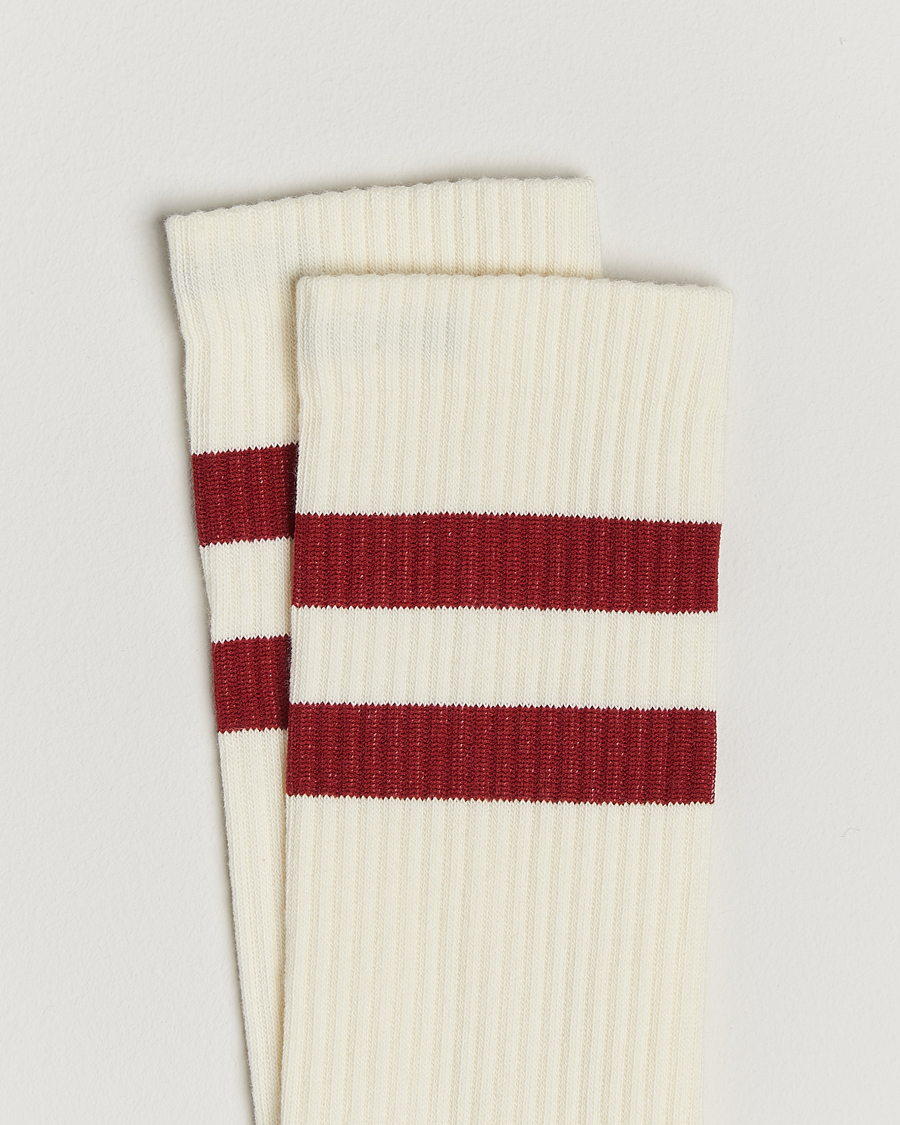 Herre | Undertøj | Sweyd | 3-Pack Two Stripe Cotton Socks White/Red