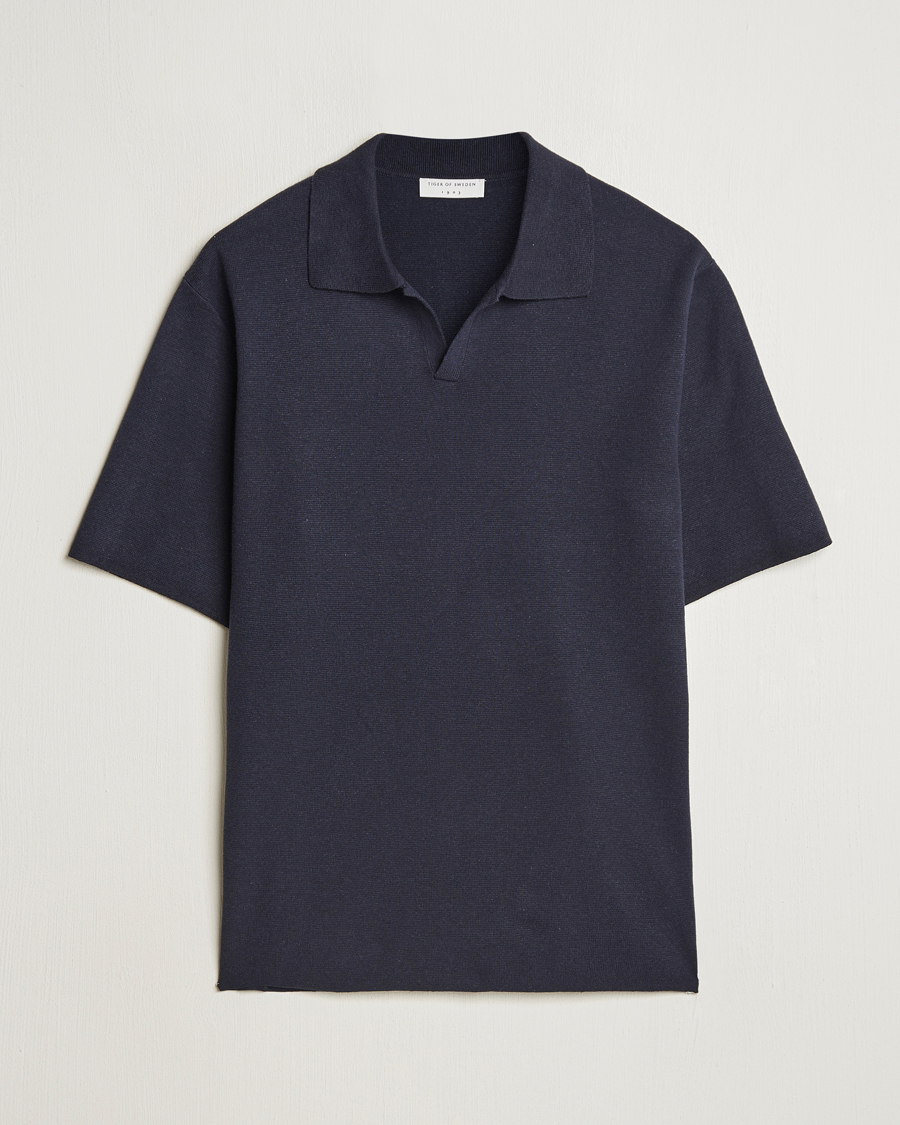 Herre | Polotrøjer | Tiger of Sweden | Maelon Cotton/Linen Polo Light Ink