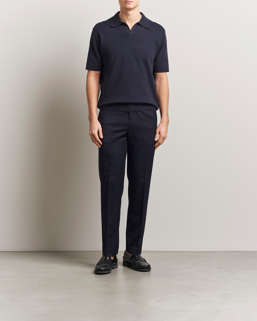 Herre | Polotrøjer | Tiger of Sweden | Maelon Cotton/Linen Polo Light Ink
