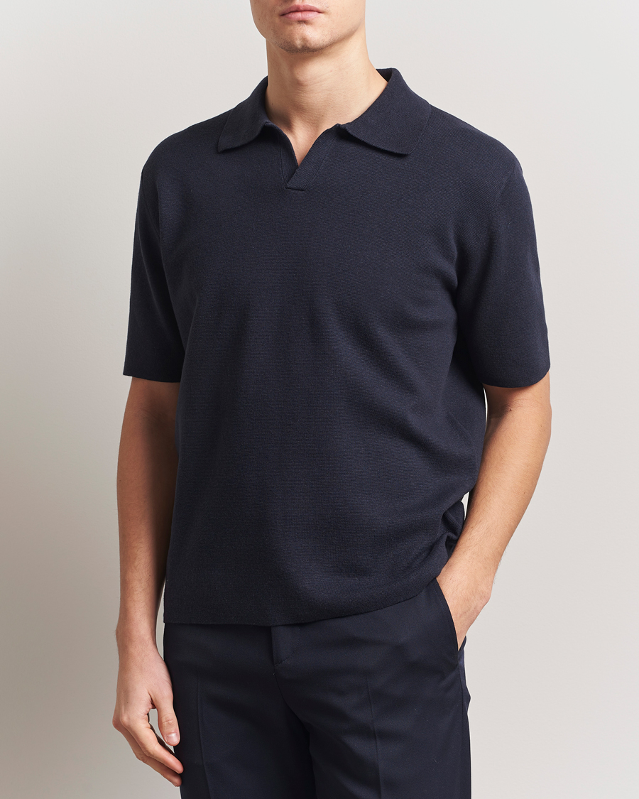 Herre | Polotrøjer | Tiger of Sweden | Maelon Cotton/Linen Polo Light Ink