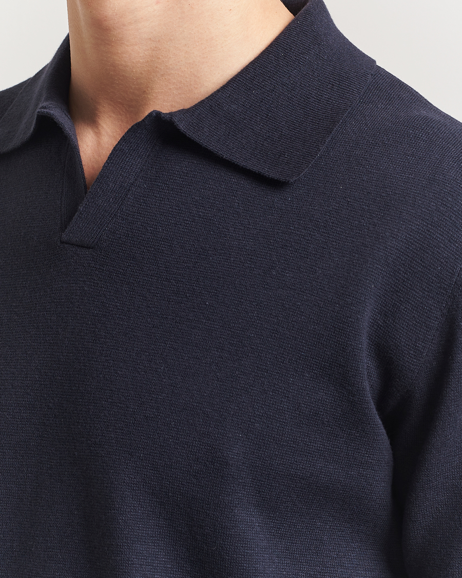 Herre | Polotrøjer | Tiger of Sweden | Maelon Cotton/Linen Polo Light Ink