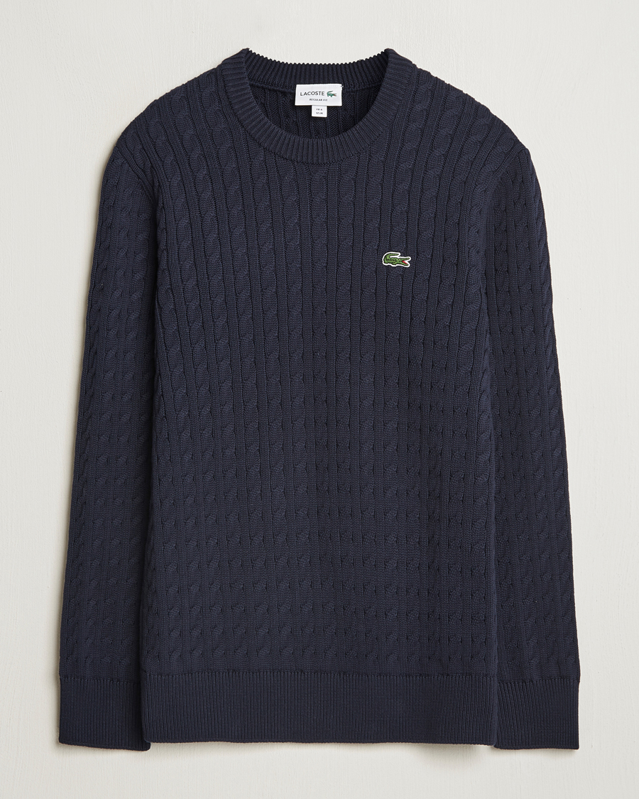Herre | Trøjer | Lacoste | Cotton Cable Sweater Navy Blue