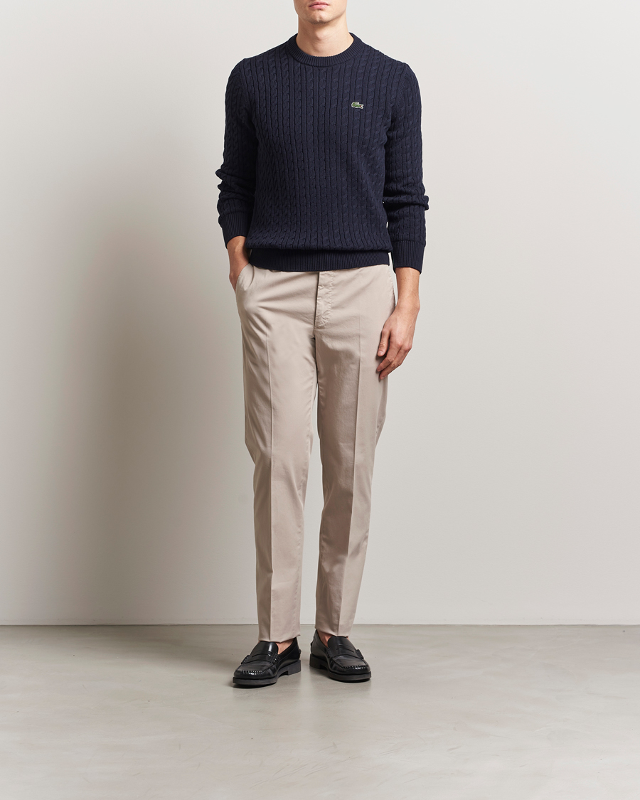 Herre | Trøjer | Lacoste | Cotton Cable Sweater Navy Blue