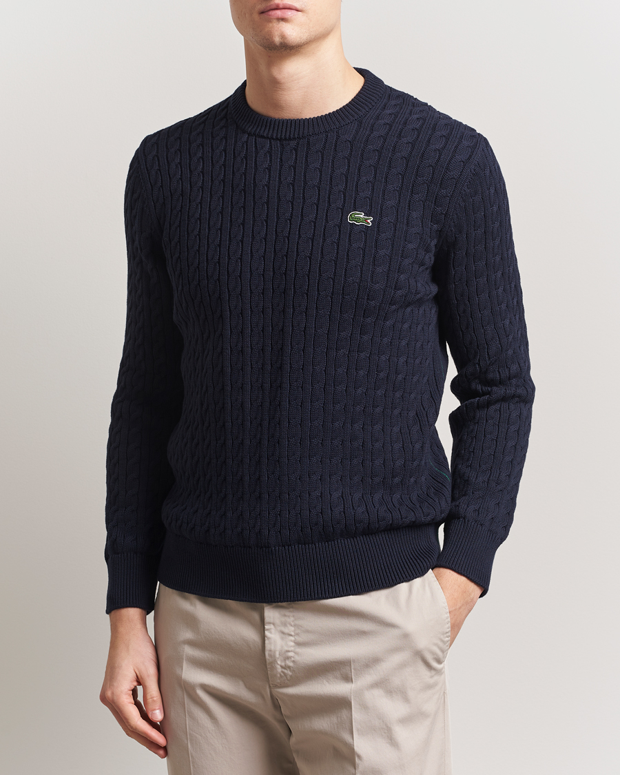 Herre | Trøjer | Lacoste | Cotton Cable Sweater Navy Blue