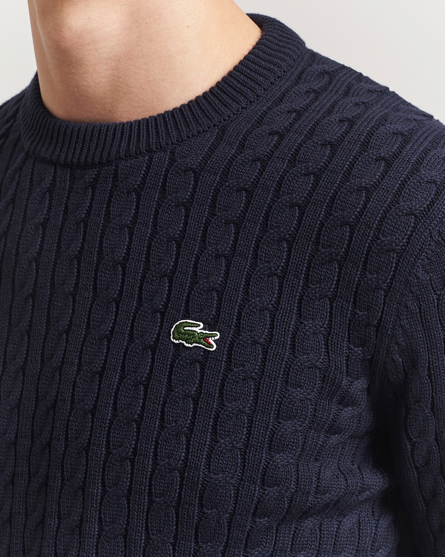 Herre | Trøjer | Lacoste | Cotton Cable Sweater Navy Blue