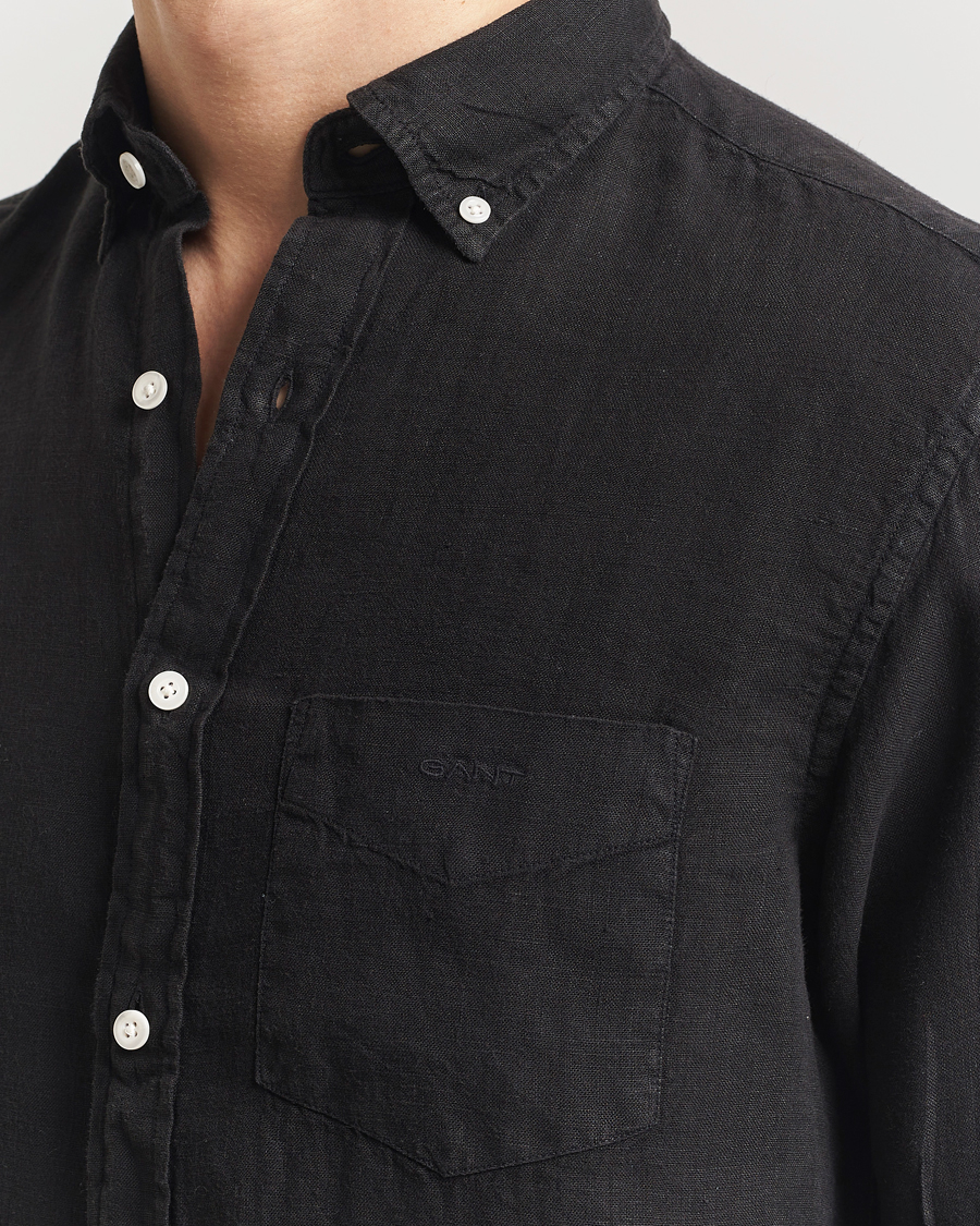 Herre | Skjorter | Gant | Regular Fit Garment Dyed Linen Shirt Black