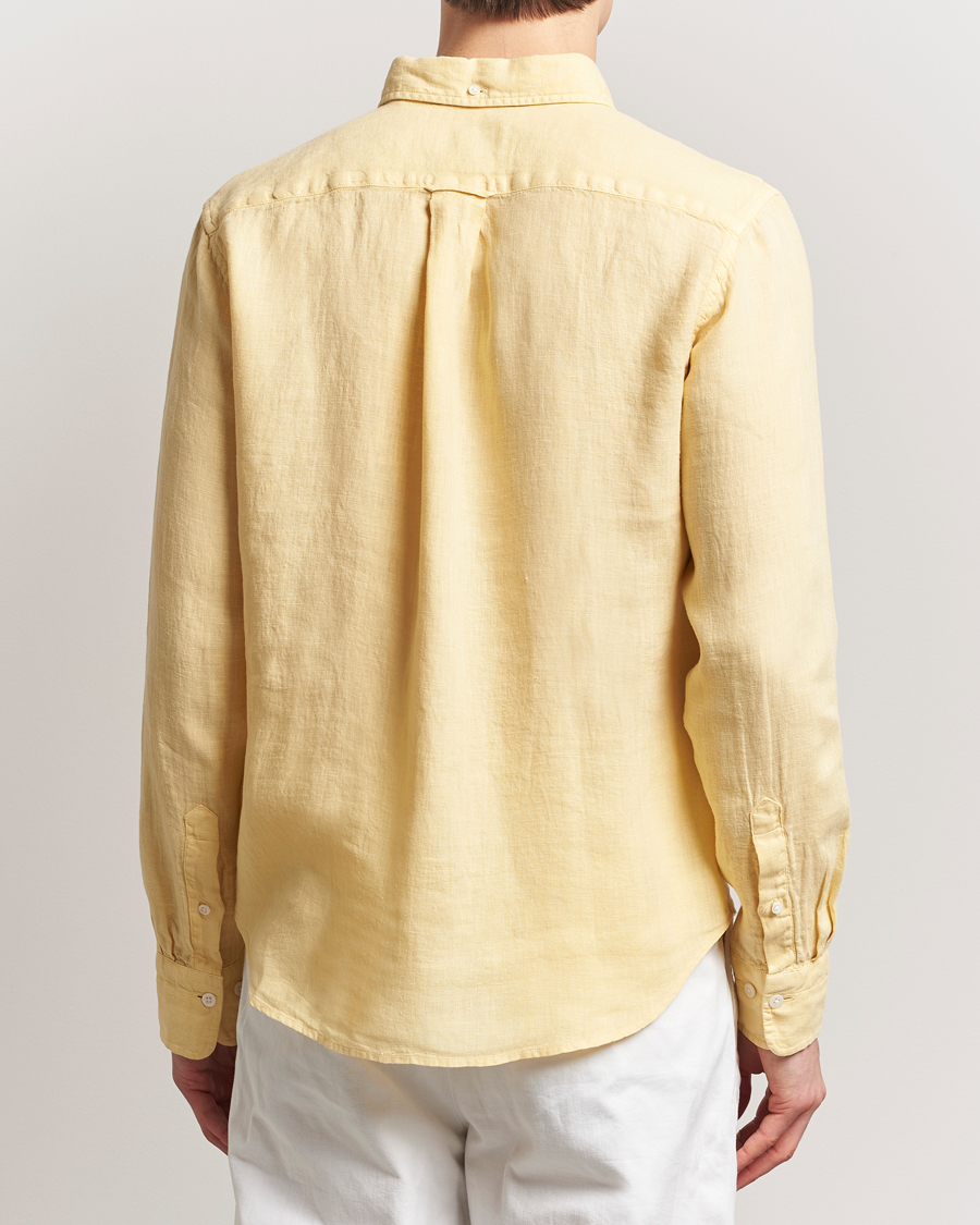 Herre | Skjorter | Gant | Regular Fit Garment Dyed Linen Shirt Dusty Yellow