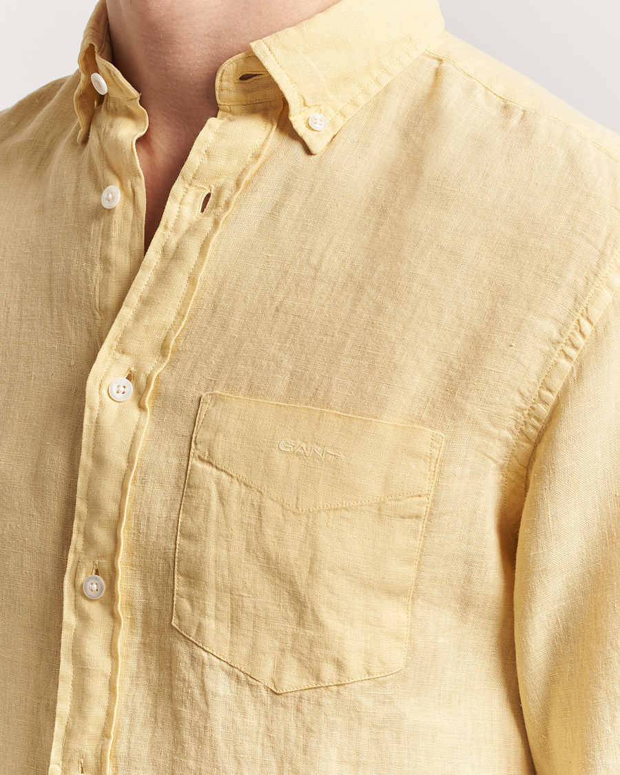 Herre | Skjorter | Gant | Regular Fit Garment Dyed Linen Shirt Dusty Yellow