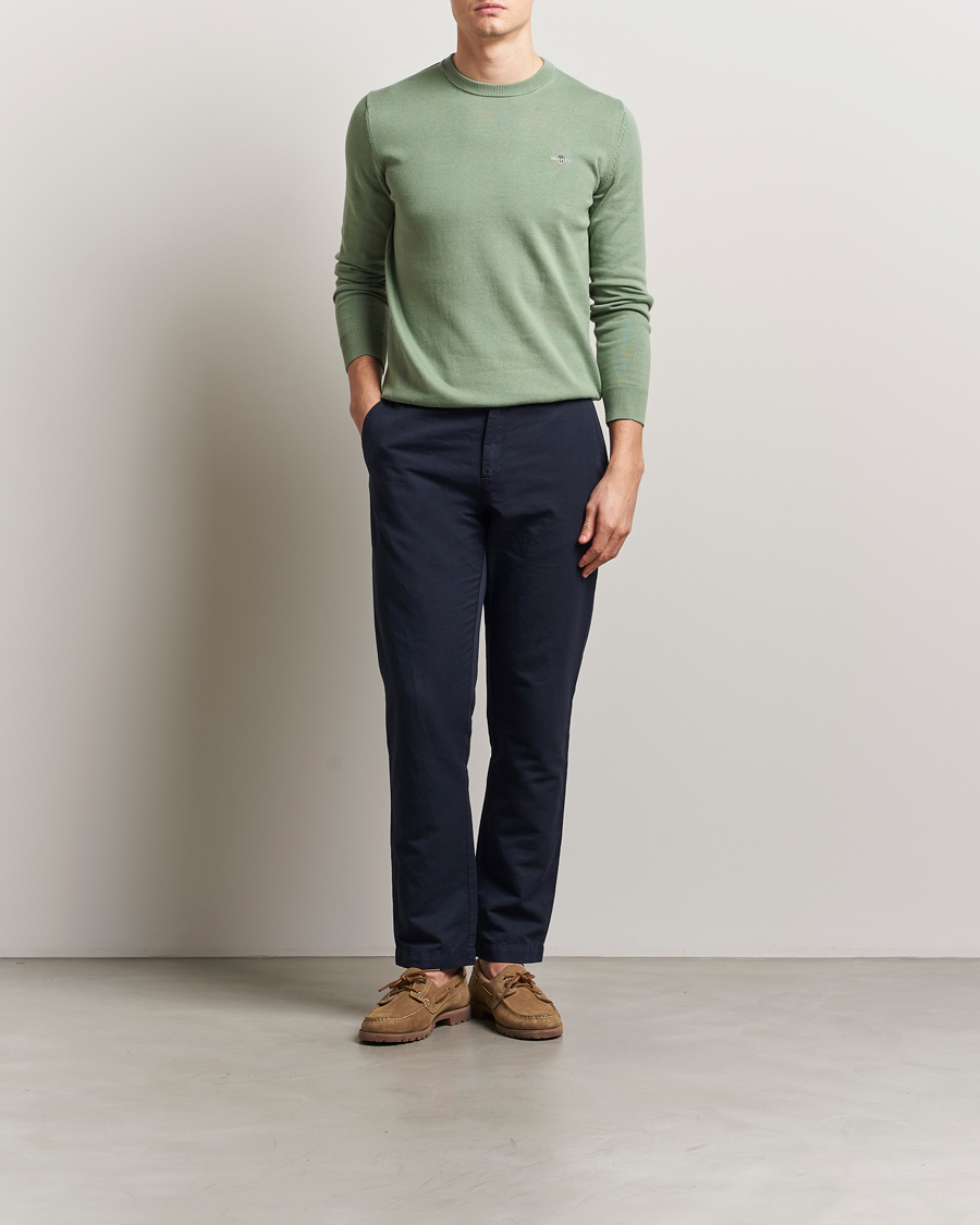 Herre | Trøjer | GANT | Classic Cotton Crew Neck Kalamata Green