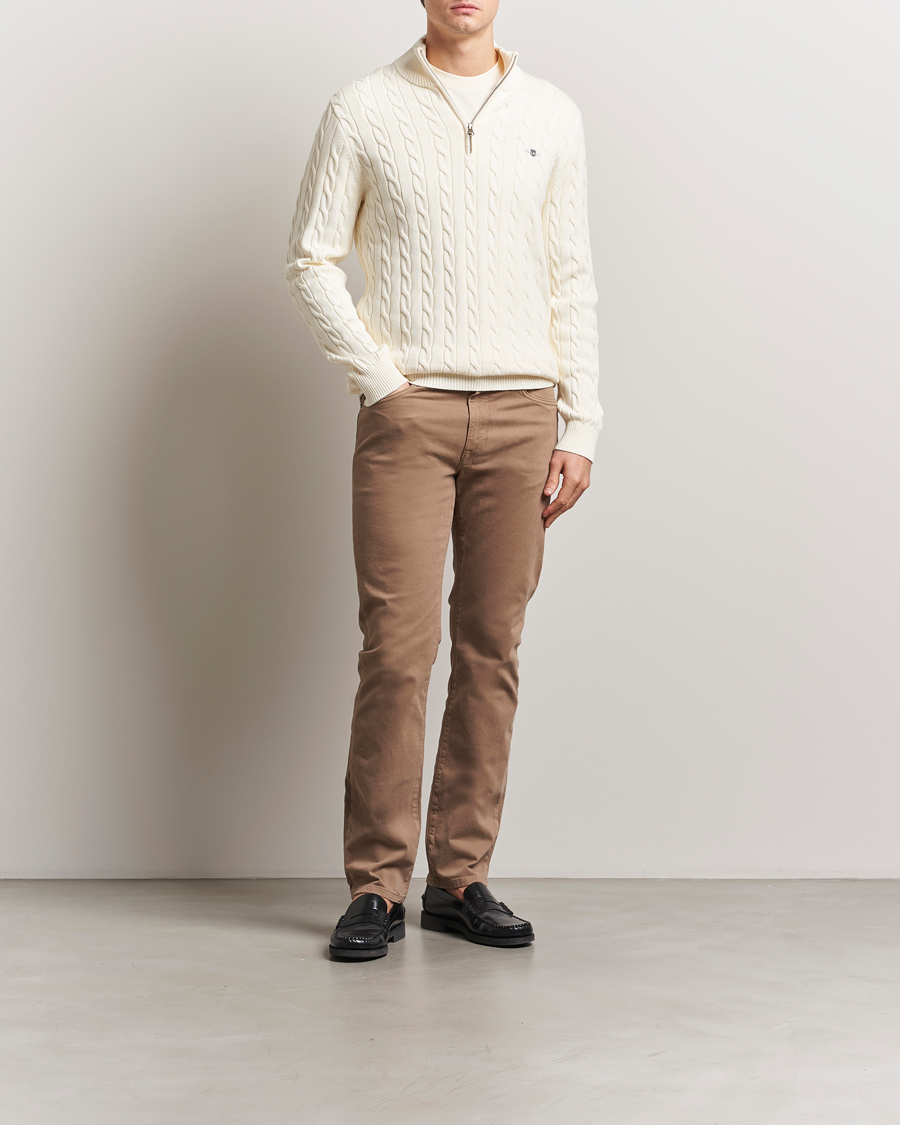 Herre | Trøjer | Gant | Cotton Cable Half Zip Cream
