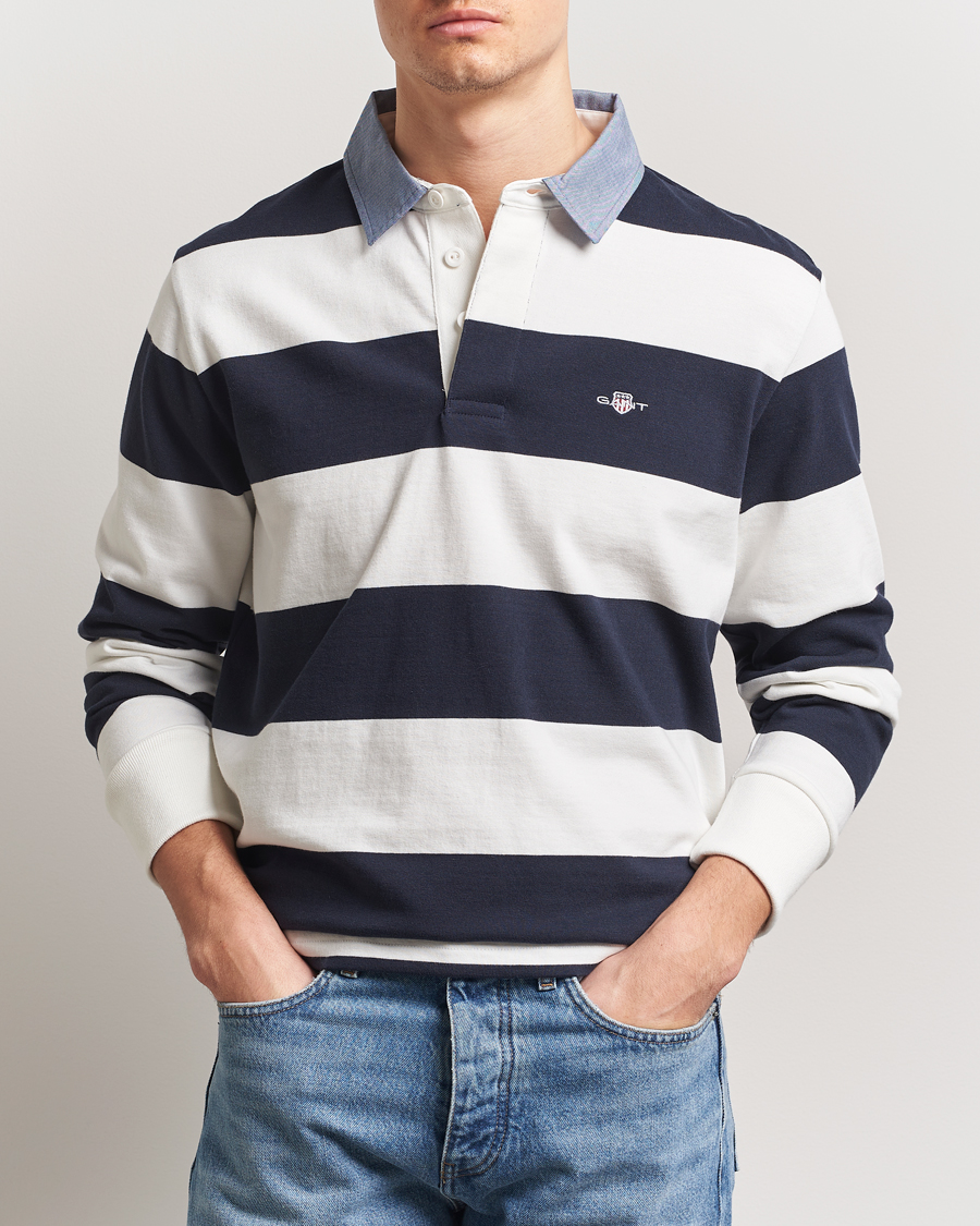 Herre | Trøjer | Gant | Chambray Barstriped Rugger Eggshell