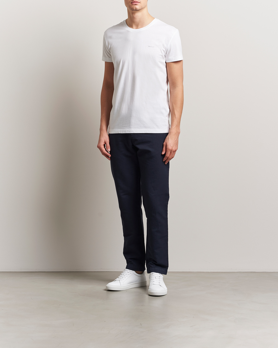 Herre | T-Shirts | Gant | 2-Pack Crew Neck T-Shirt Navy/White