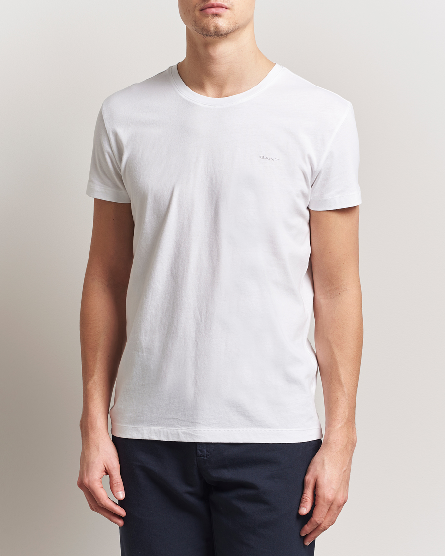 Herre | T-Shirts | GANT | 2-Pack Crew Neck T-Shirt Navy/White