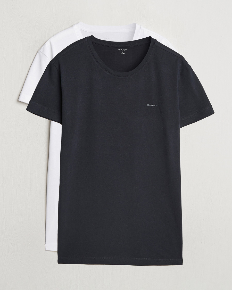 Herre | T-Shirts | Gant | 2-Pack Crew Neck T-Shirt Black/White