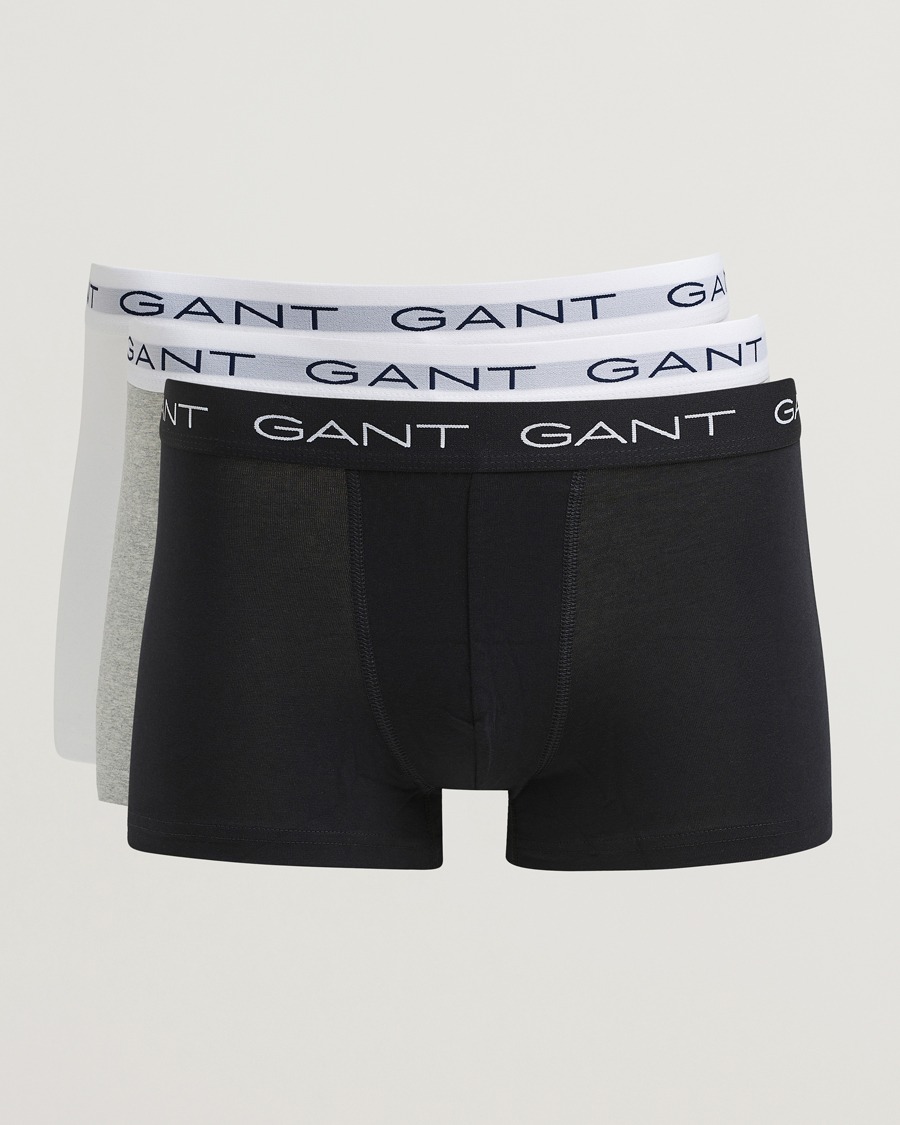 Herre | Undertøj | Gant | 3-Pack Trunks Light Grey Melange/Black/White