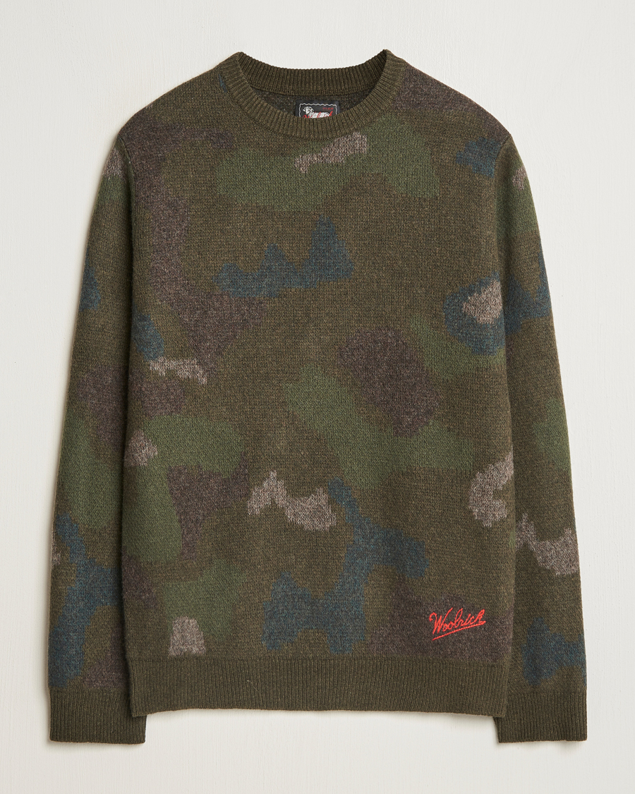Herre | Trøjer | Woolrich | Lambswool Crewneck by Todd Snyder Green Camo