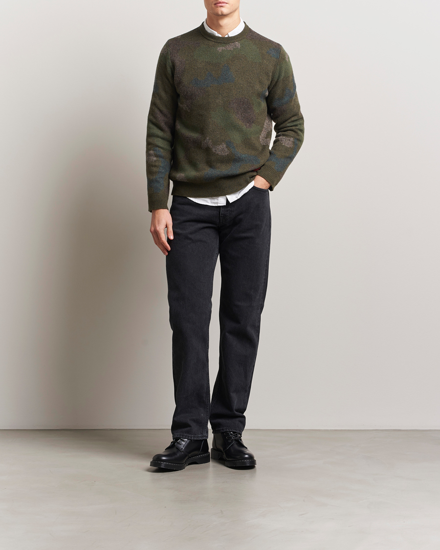 Herre | Trøjer | Woolrich | Lambswool Crewneck by Todd Snyder Green Camo