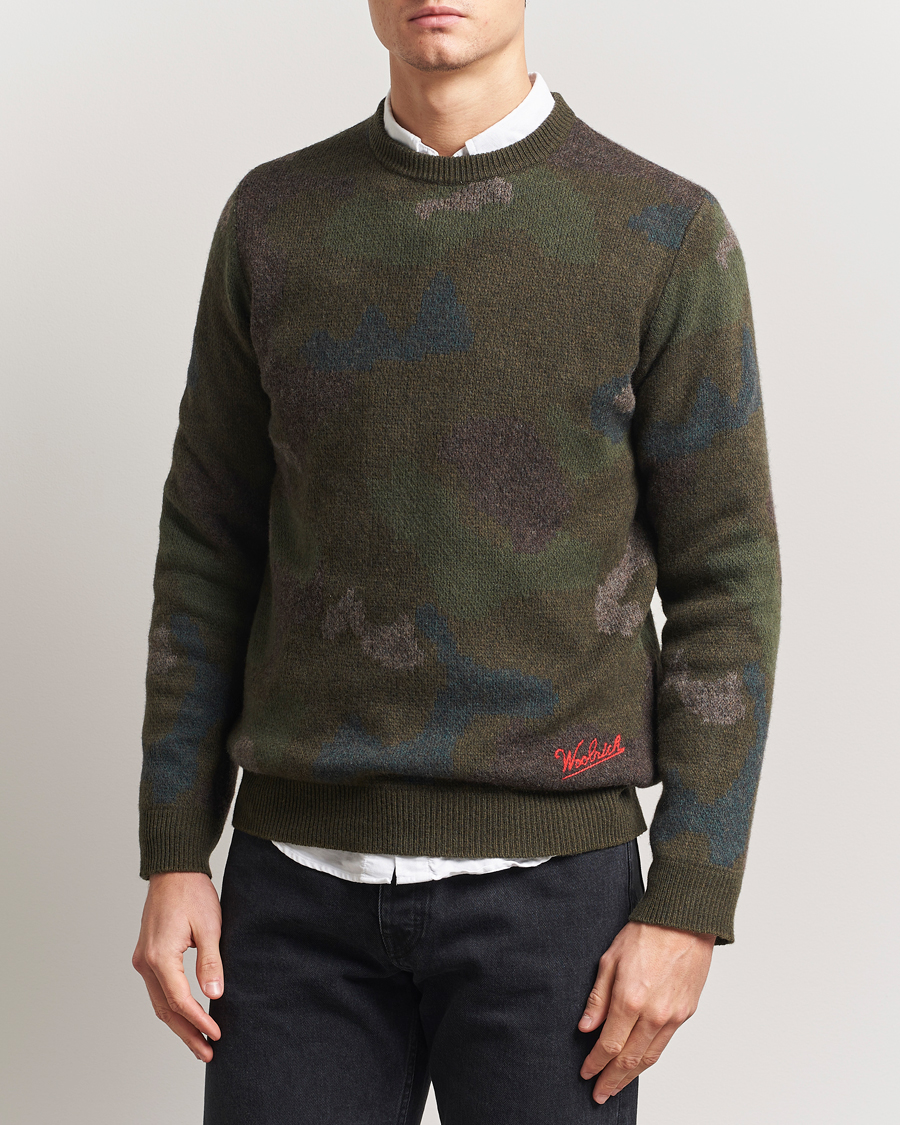 Herre | Trøjer | Woolrich | Lambswool Crewneck by Todd Snyder Green Camo