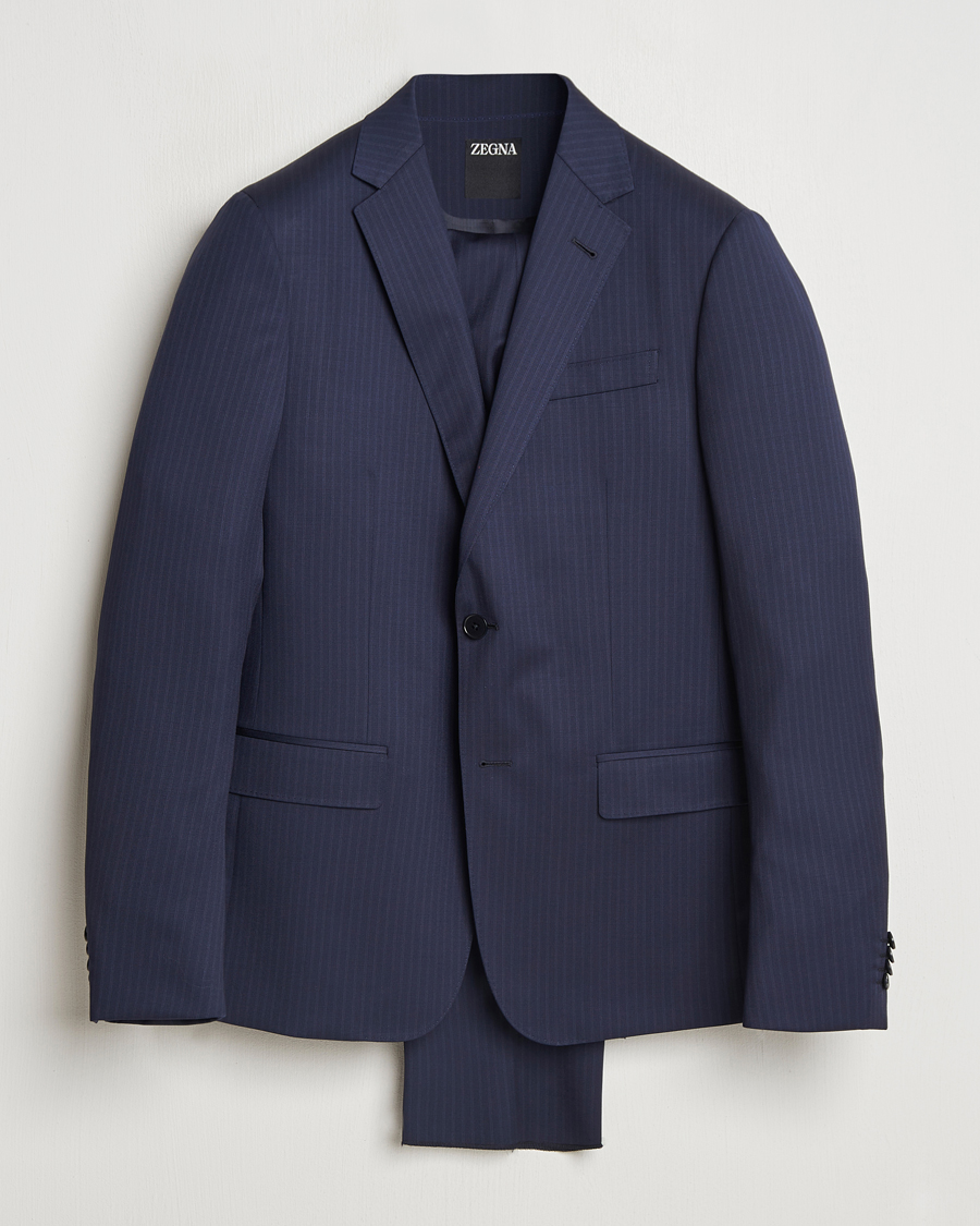 Herre | Jakkesæt | Zegna | Tailored Wool Suit Navy Stripe