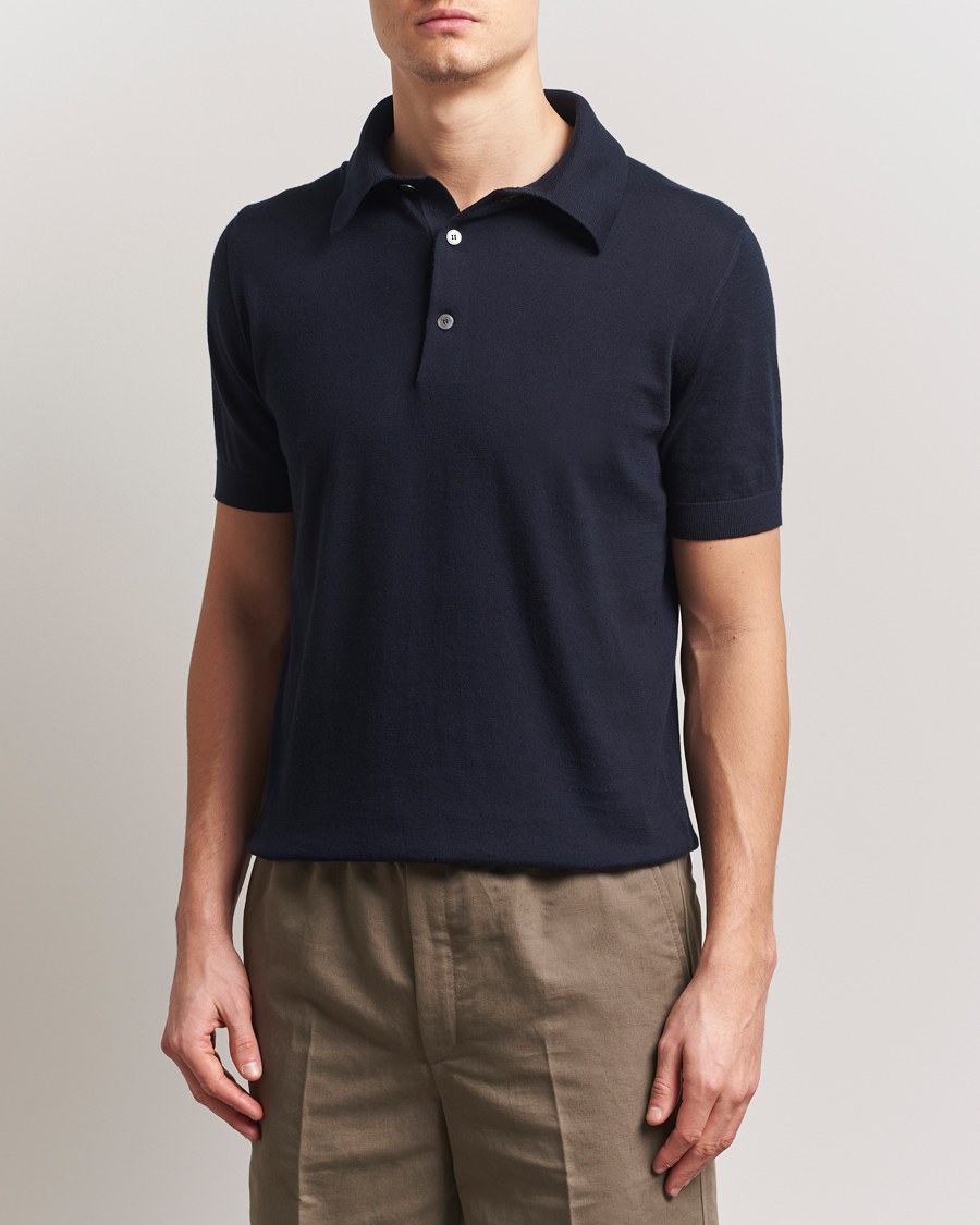 Herre | Trøjer | Zegna | Premium Cotton Knitted Polo Navy