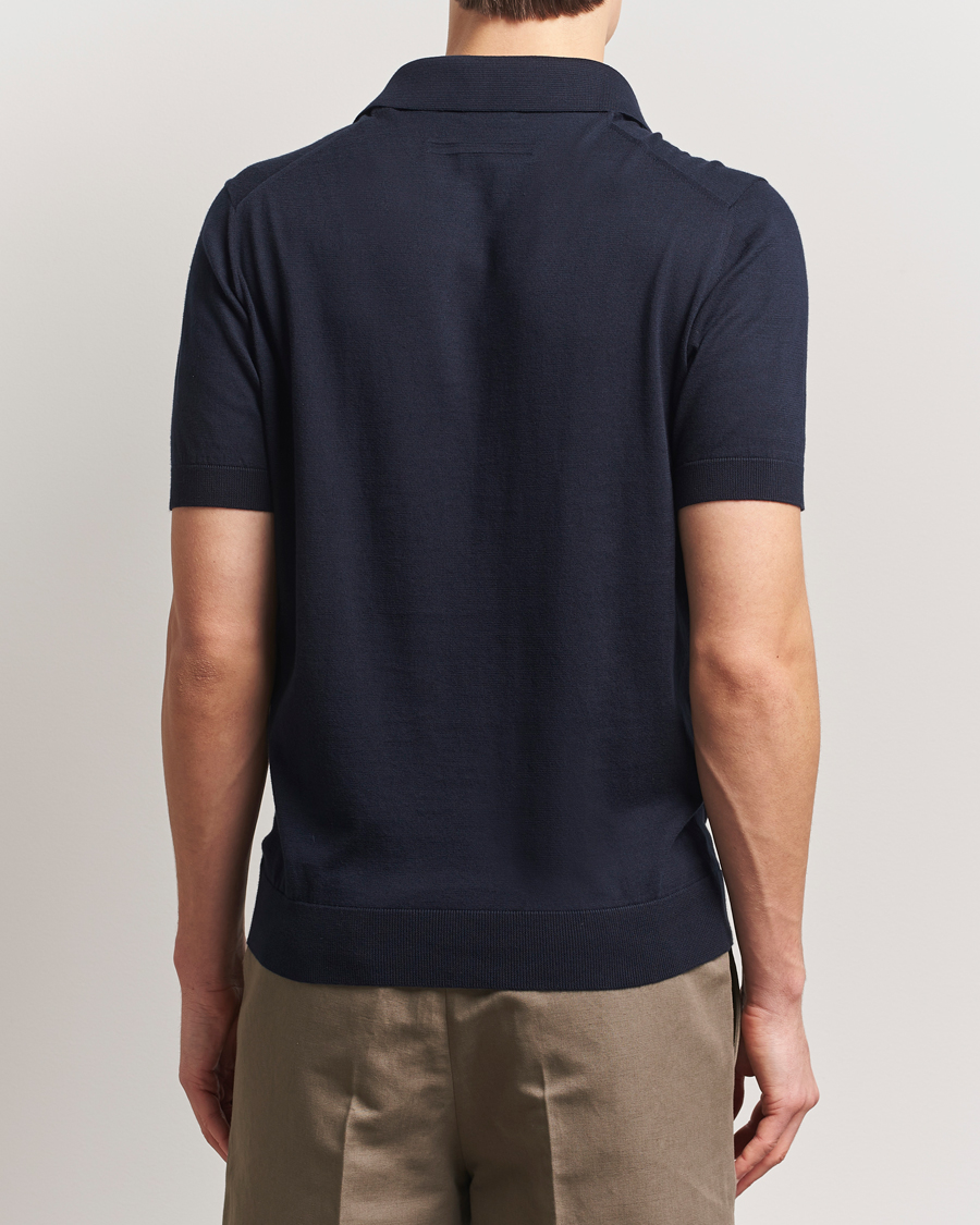 Herre | Trøjer | Zegna | Premium Cotton Knitted Polo Navy