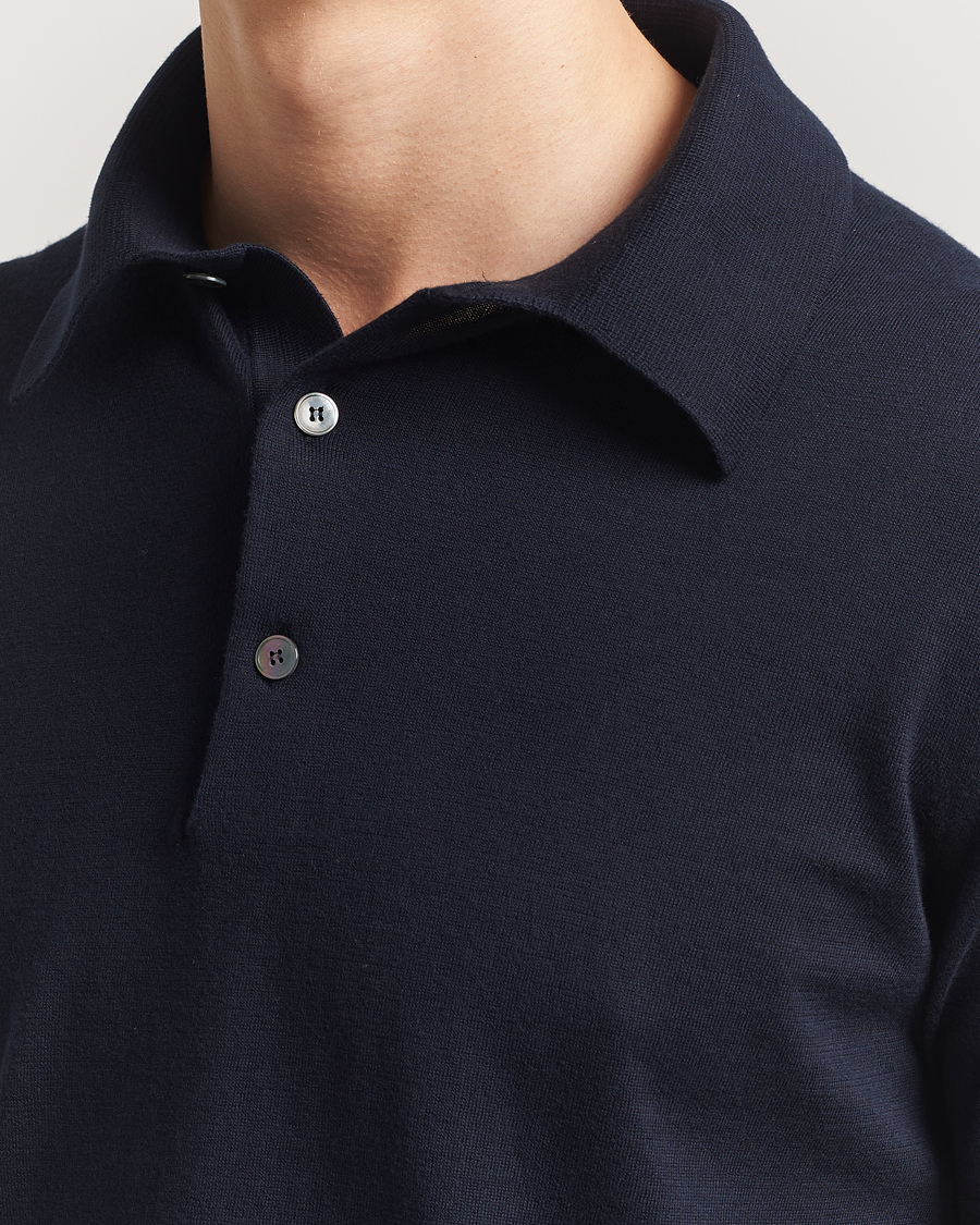 Herre | Trøjer | Zegna | Premium Cotton Knitted Polo Navy