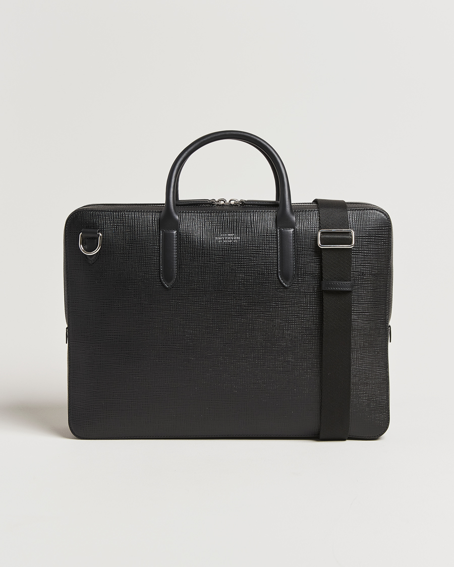 Herre | Tasker | Smythson | Panama Large Lightweight Briefcase Black