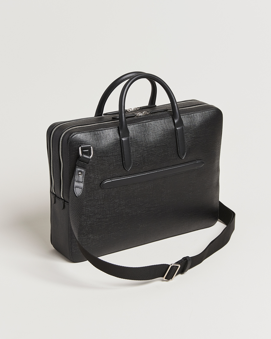 Herre | Tasker | Smythson | Panama Large Lightweight Briefcase Black