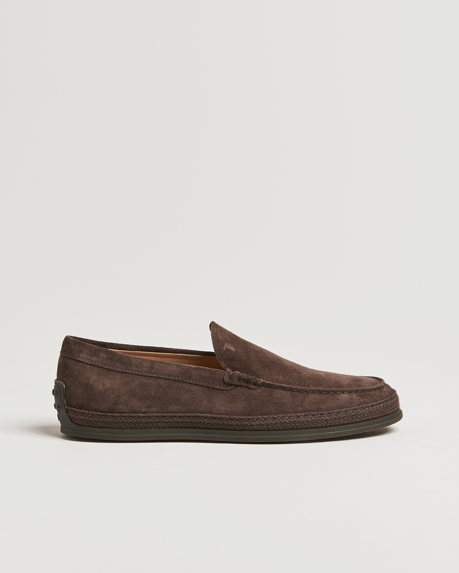 Herre | Tod's Raffia Loafer Dark Brown Suede | Tod's | Raffia Loafer Dark Brown Suede