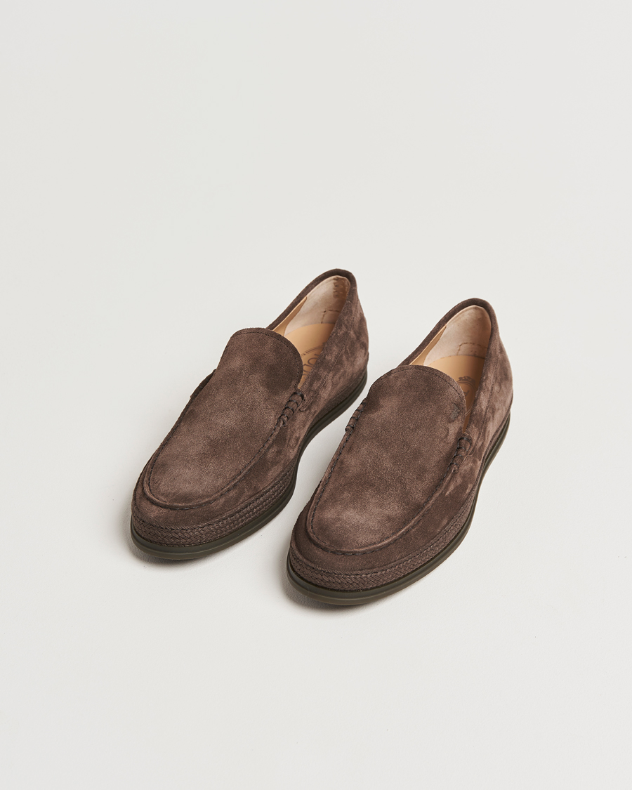Herre | Tod's Raffia Loafer Dark Brown Suede | Tod's | Raffia Loafer Dark Brown Suede