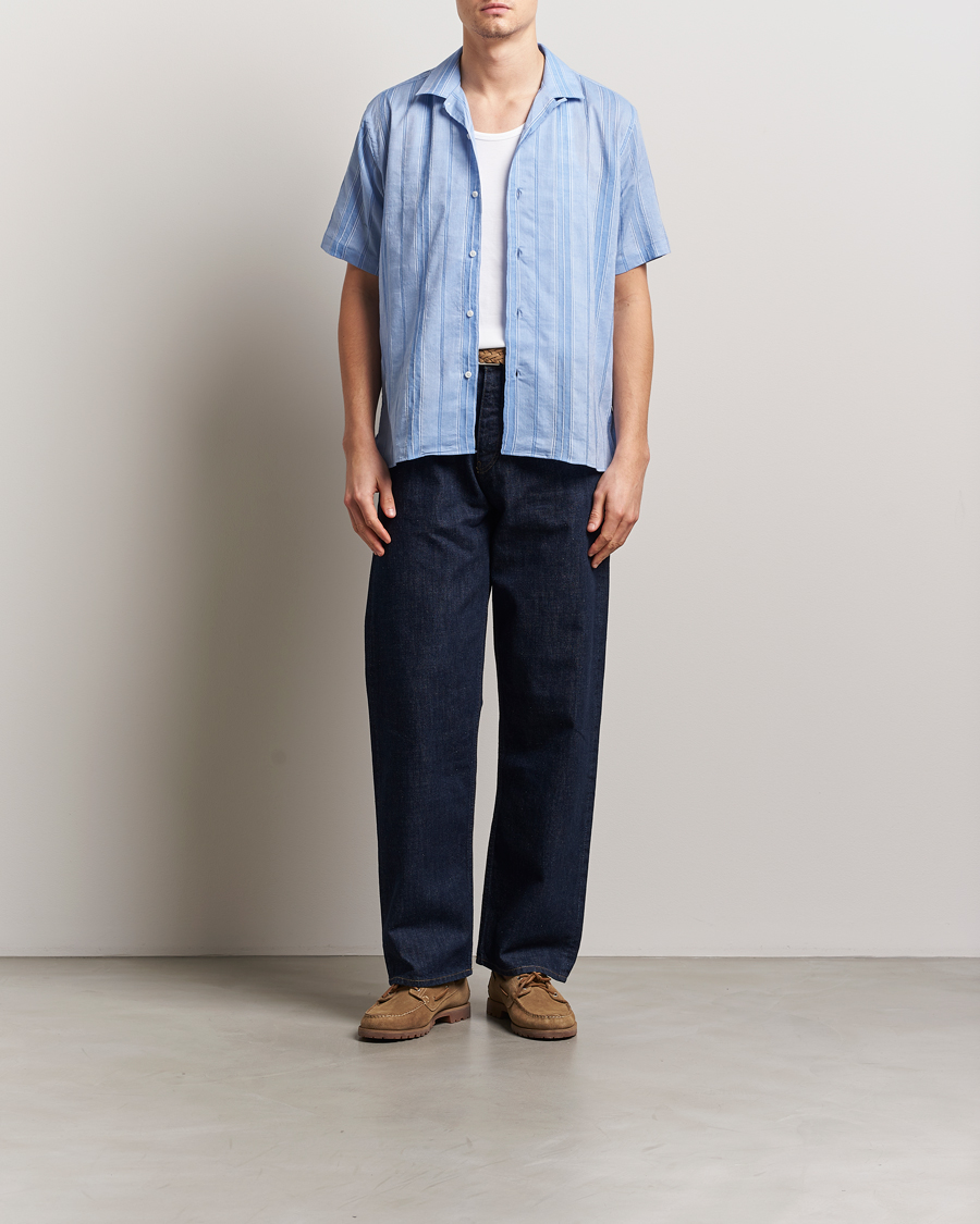 Herre | Skjorter | Gitman Vintage | Japanese Dobby Camp Shirt Light Blue