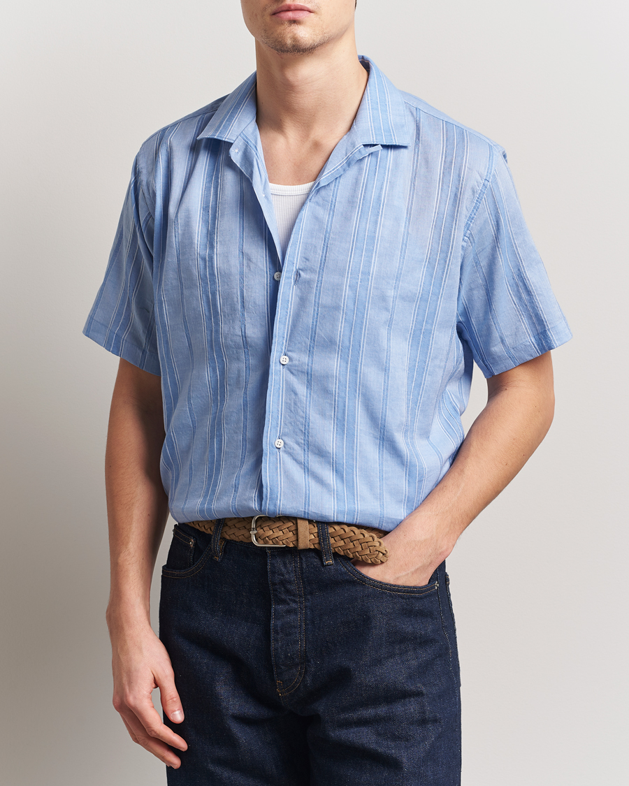 Herre | Skjorter | Gitman Vintage | Japanese Dobby Camp Shirt Light Blue
