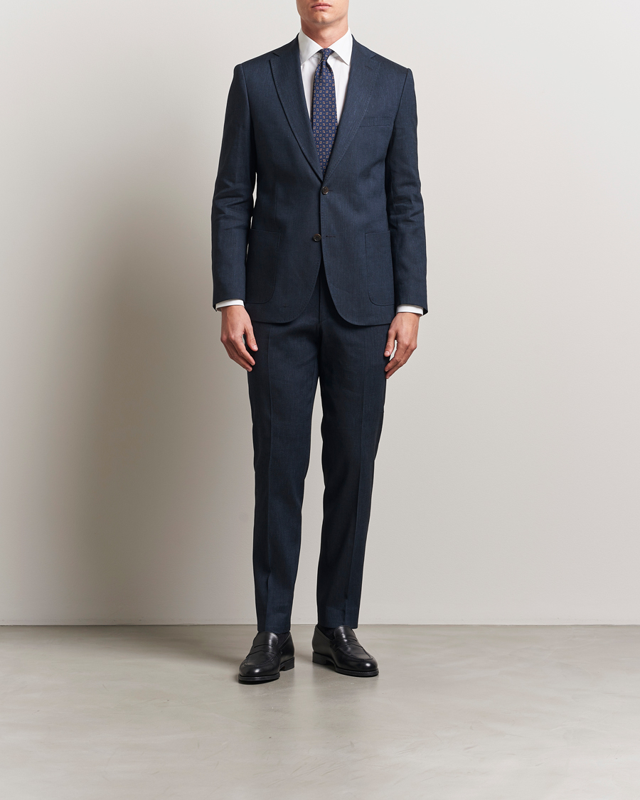 Herre | Bukser | Morris | Heritage Linen Suit Trousers Navy