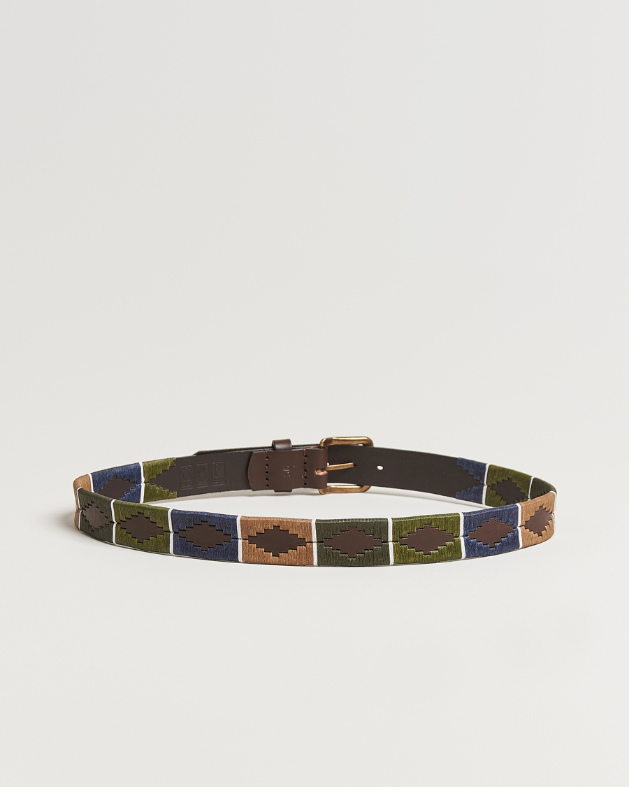 Herre | Bælter | Pampeano | Caza Hand Stitched Classic Leather Belt 3,5cm Green/Blue