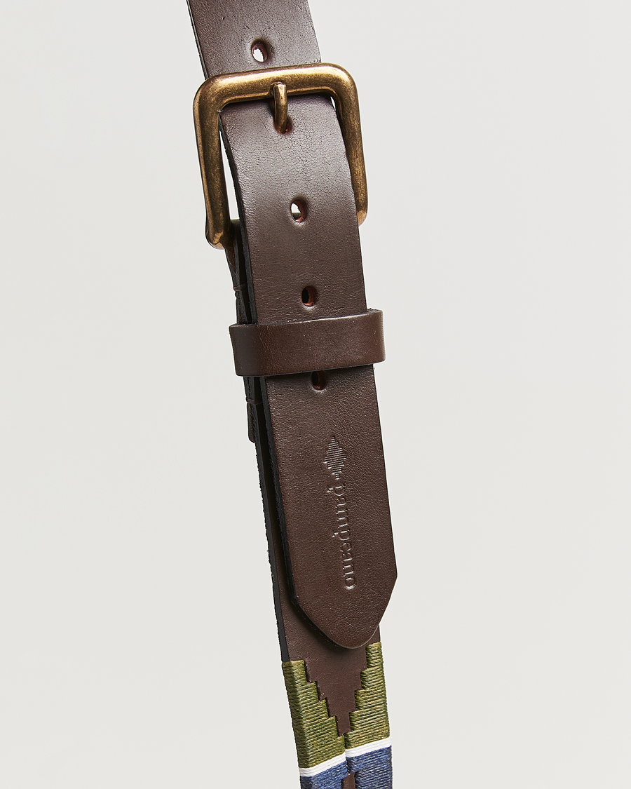 Herre | Bælter | Pampeano | Caza Hand Stitched Classic Leather Belt 3,5cm Green/Blue